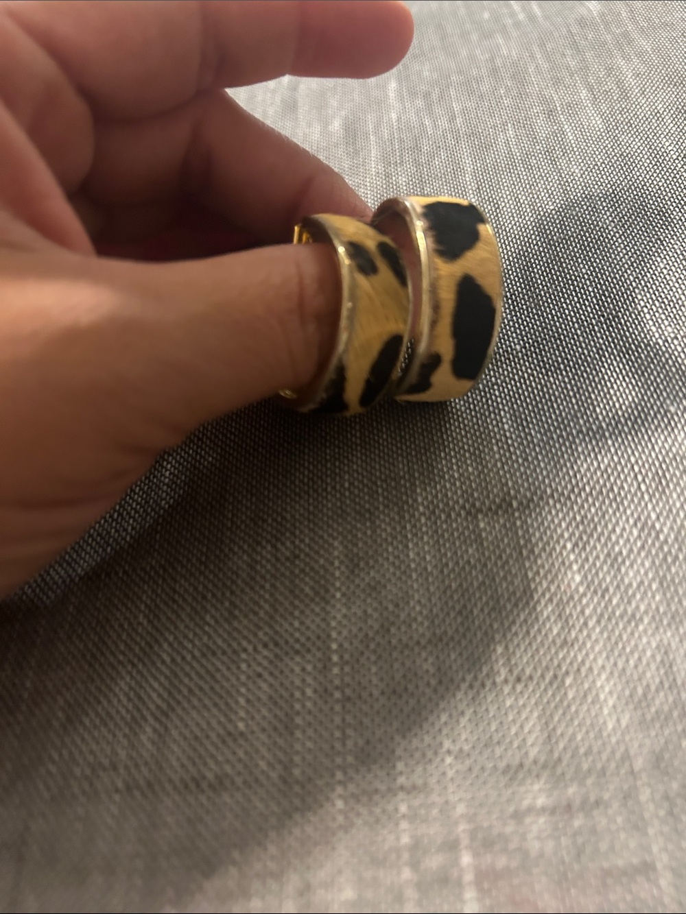 Gold and Black Animal Print Wide Hoop Earrings